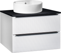 Тумба с раковиной Runo Орлеан 70 белая матовая, черная, раковина Sole 40