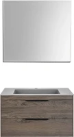 Мебель для ванной комнаты Vincea Chiara 2D 80, 2 ящика, темный дуб, с серой раковиной