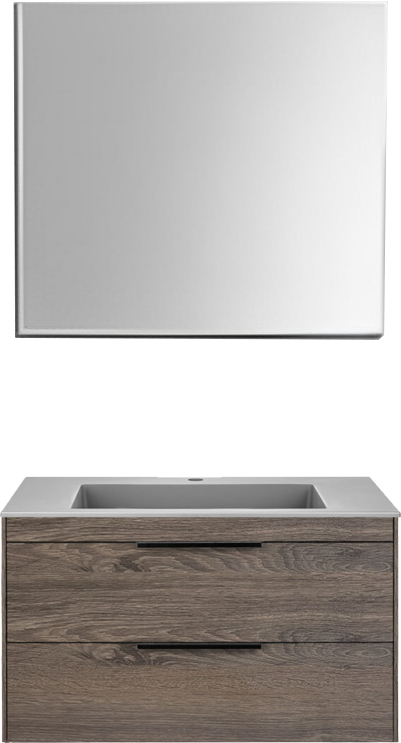 Мебель для ванной комнаты Vincea Chiara 2D 80, 2 ящика, темный дуб, с серой раковиной