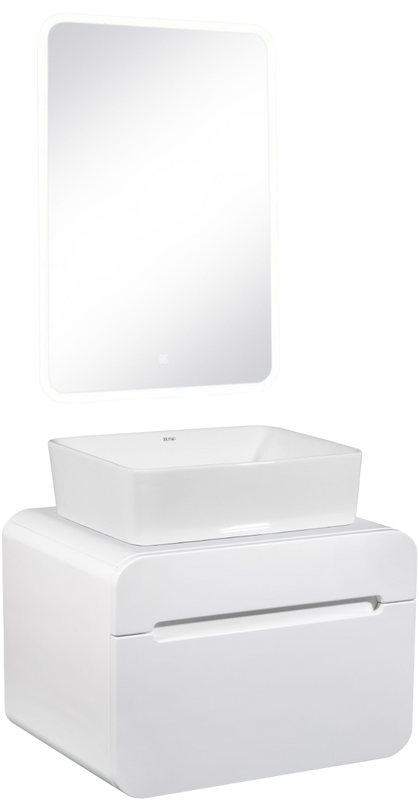 Мебель для ванной комнаты Runo Ницца 60 белая, раковина Tre 50