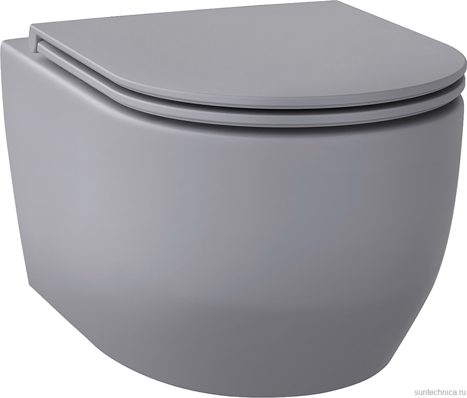 Унитаз подвесной Wellsee Croquis 182614001 безободковый, с микролифтом, матовый серый