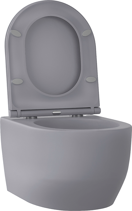 Унитаз подвесной Wellsee Croquis 182614001 безободковый, с микролифтом, матовый серый