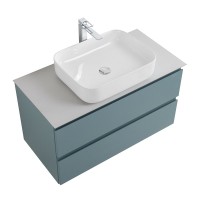 Тумба под раковину со столешницей BelBagno Kraft 90 подвесная, матовая голубая, столешница kep-90-bo