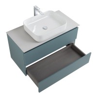 Тумба под раковину со столешницей BelBagno Kraft 90 подвесная, матовая голубая, столешница kep-90-bo
