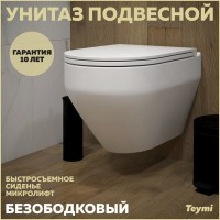 Унитаз подвесной Teymi Demi T40208 с микрофлитом, безободковый, белый