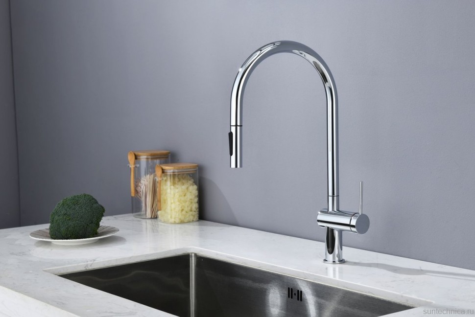 Смеситель для кухни AQUAme Cucina с выдвижным изливом AQM9901CR