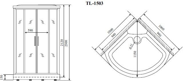 Душевая кабина Timo Lux TL-1503 с сиденьем