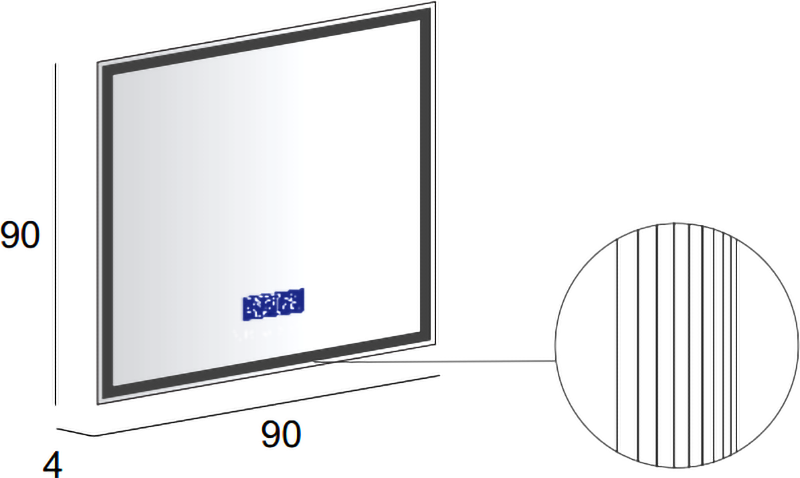 Зеркало Cezares 90х90, с LED-подсветкой, с антизапотевателем