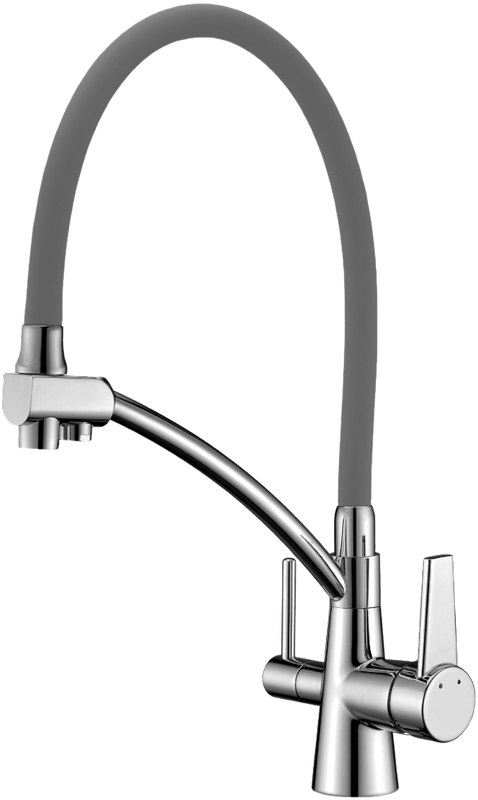 Комплект Мойка Lemark Sinara 440-U 9910071 серый шелк + Смеситель Comfort LM3071C-Gray с гибким изливом, хром, серый
