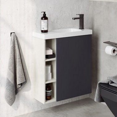 Тумба под раковину Aqwella Alba 60 R, подвесная, светлый камень