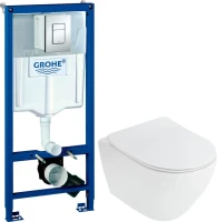 Комплект Унитаз подвесной Cezares Stylus + Крышка CZR-2316-SC с микролифтом + Инсталляция Grohe Rapid SL 38772001 3 в 1 с кнопкой смыва