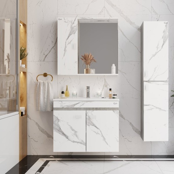 Мебель для ванной комнаты Onika Марбл 75, подвесная, мрамор, камень бетонный
