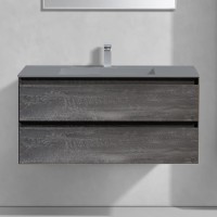 Тумба с раковиной Vincea Luka 100, 2 ящика, камень, с серой раковиной