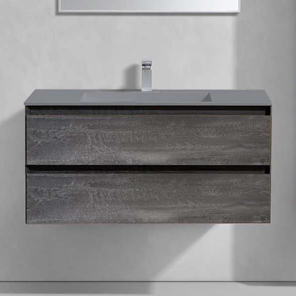 Тумба с раковиной Vincea Luka 100, 2 ящика, камень, с серой раковиной