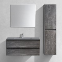 Тумба с раковиной Vincea Luka 100, 2 ящика, камень, с серой раковиной