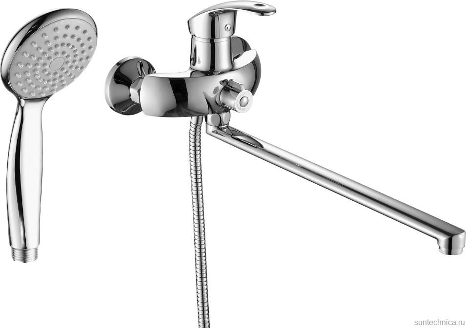 Смеситель с длинным изливом для ванны Fashun A2221 хром