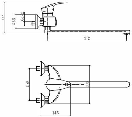 Смеситель с длинным изливом для ванны Fashun A2221 хром