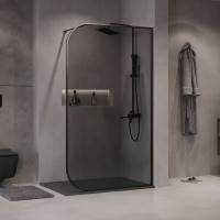 Душевая перегородка Niagara Nova NG-689-90TBLACK 90х200, профиль матовый черный, стекло тонированное