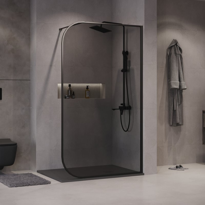 Душевая перегородка Niagara Nova NG-689-90TBLACK 90х200, профиль матовый черный, стекло тонированное