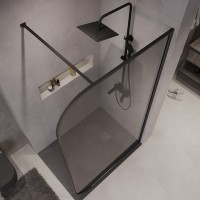 Душевая перегородка Niagara Nova NG-689-90TBLACK 90х200, профиль матовый черный, стекло тонированное