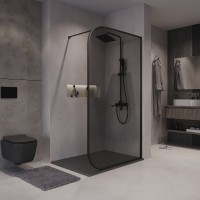 Душевая перегородка Niagara Nova NG-689-90TBLACK 90х200, профиль матовый черный, стекло тонированное