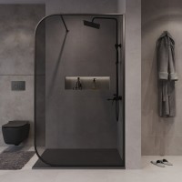 Душевая перегородка Niagara Nova NG-689-90TBLACK 90х200, профиль матовый черный, стекло тонированное
