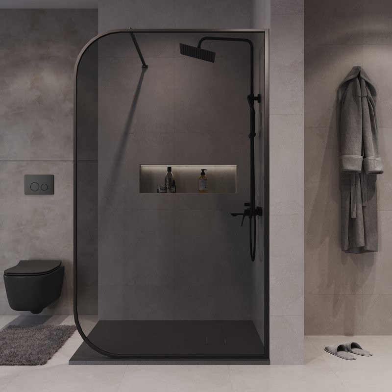 Душевая перегородка Niagara Nova NG-689-90TBLACK 90х200, профиль матовый черный, стекло тонированное