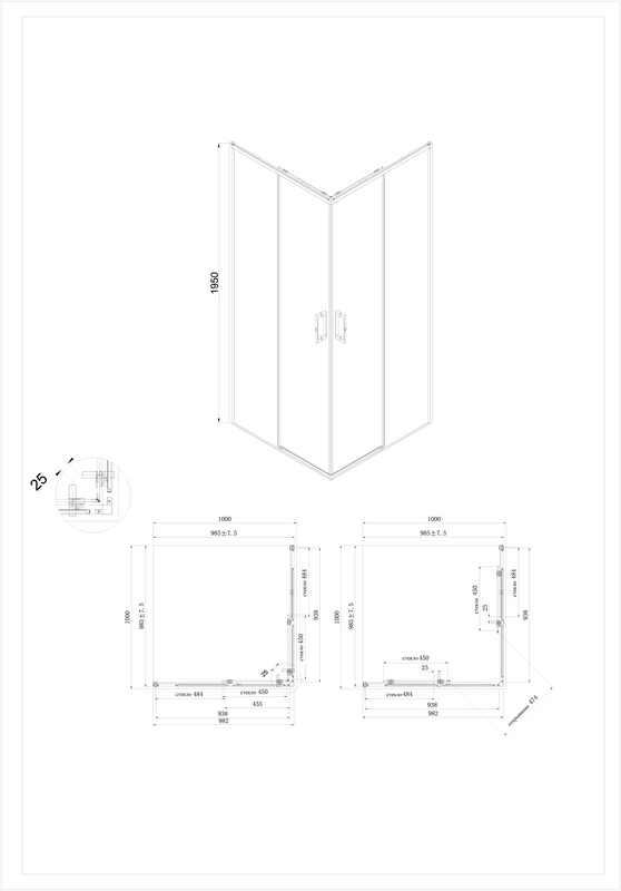Душевой уголок KERAMA MARAZZI Lindo 100х100 см, профиль глянцевый хром, стекло прозрачное