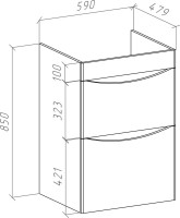 Тумба с раковиной Bellezza Олиссия 120 серая, под стиральную машину, 2 ящика L