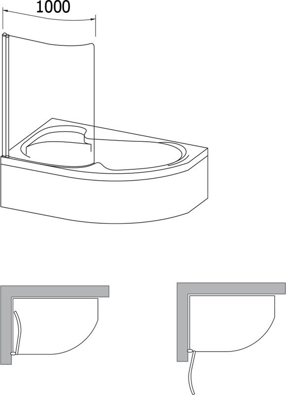 Шторка на ванну Ravak Rosa CVSK1 160/170 L Transparent, профиль блестящий