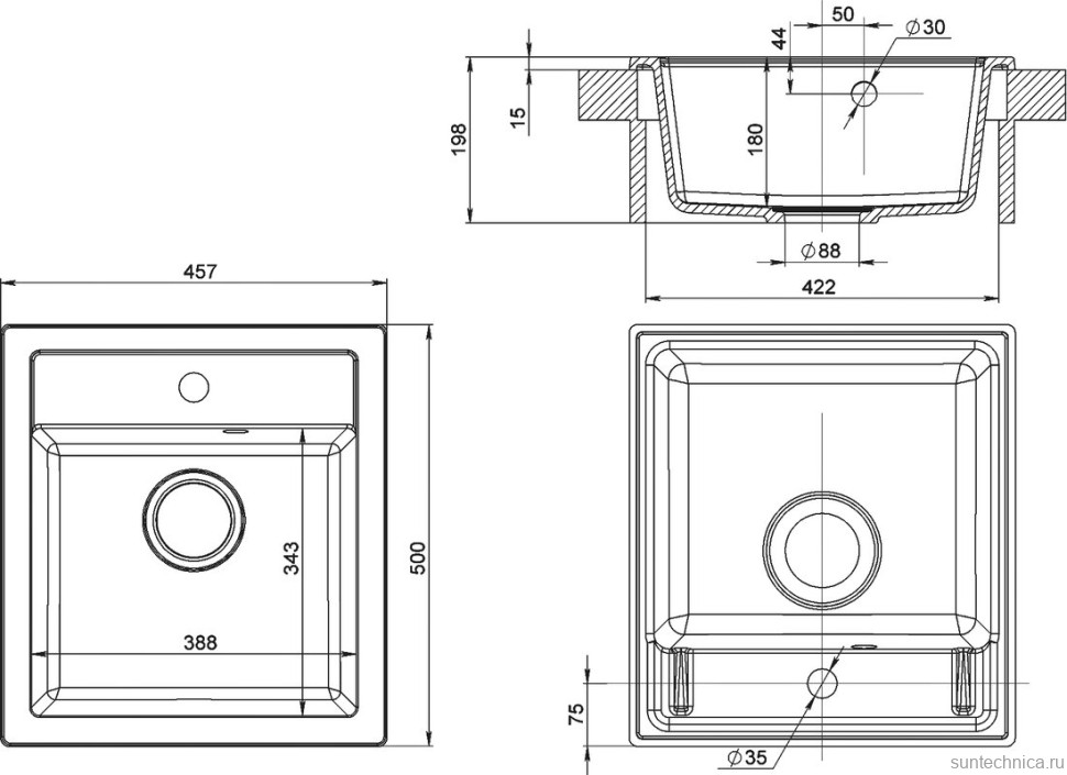 Мойка кухонная Domaci Римини DG 50-46-650 белая