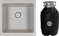 Комплект Мойка Paulmark Brilon PM104546-GR серый + Измельчитель Bone Crusher BC 810-AS