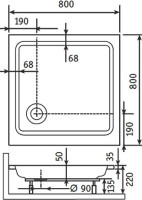 Поддон для душа RGW Style KV 80x80 с сифоном