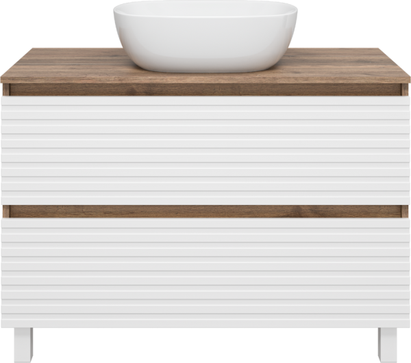 Тумба под раковину Brevita Dakota 100 напольная, дуб галифакс олово, белый