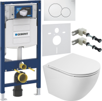 Комплект Унитаз подвесной BelBagno Sfera-r BB046CH-TOR безободковый + Крышка BB870SC с микролифтом + Инсталляция Geberit Duofix UP 320 111.300.00.5 + Кнопка Sigma 01 115.770.11.5 белая + Крепления 111.815.00.1 к стене + Звукоизоляция