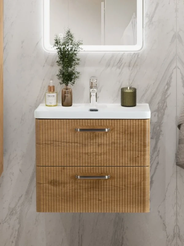 Тумба с раковиной BelBagno Due 50 ручки матовый атласный никель, rovere nature
