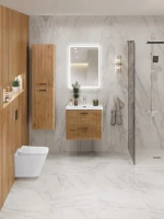 Тумба с раковиной BelBagno Due 50 ручки матовый атласный никель, rovere nature