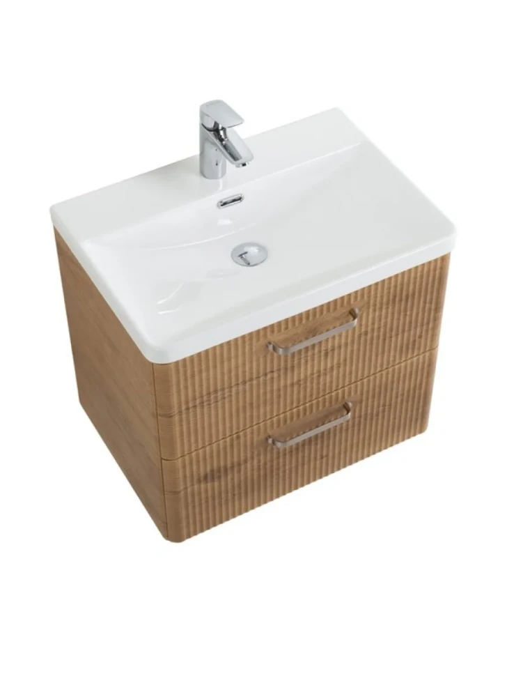 Тумба с раковиной BelBagno Due 50 ручки матовый атласный никель, rovere nature