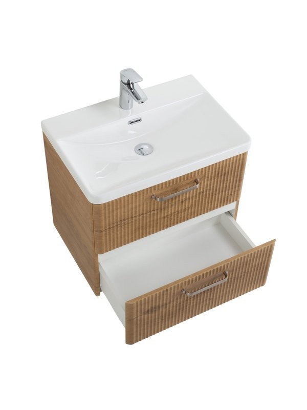 Тумба с раковиной BelBagno Due 50 ручки матовый атласный никель, rovere nature