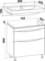 Тумба с раковиной Runo Афина 80 Тумба с раковиной Runo Афина 80