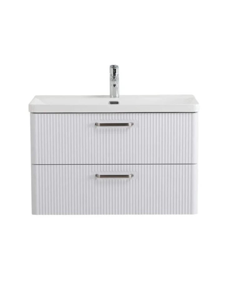 Мебель для ванной комнаты BelBagno Due 80 ручки матовый атласный никель, bianco lucido