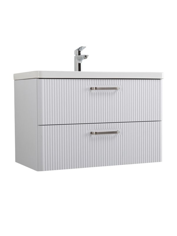 Мебель для ванной комнаты BelBagno Due 80 ручки матовый атласный никель, bianco lucido