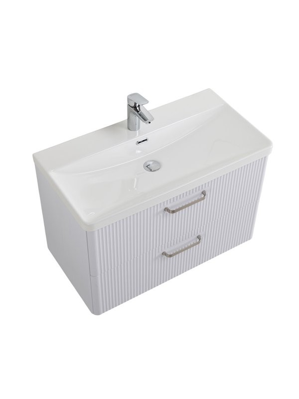 Мебель для ванной комнаты BelBagno Due 80 ручки матовый атласный никель, bianco lucido