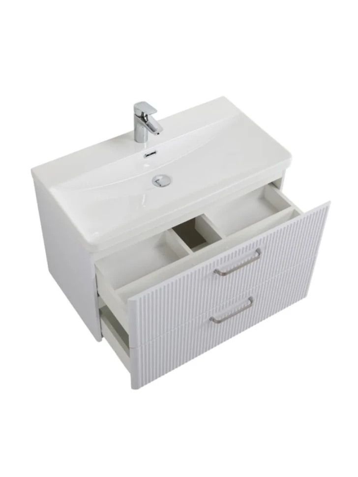 Мебель для ванной комнаты BelBagno Due 80 ручки матовый атласный никель, bianco lucido