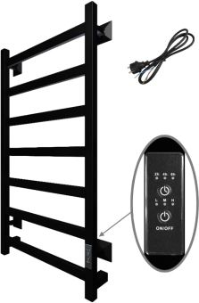 Полотенцесушитель электрический Тругор Пэк сп 20 80x50 с выключателем, черный