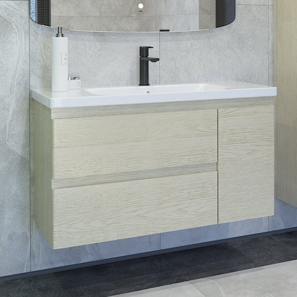 Тумба под раковину без столешницы Caprigo Forte 100 R подвесная, беленый дуб