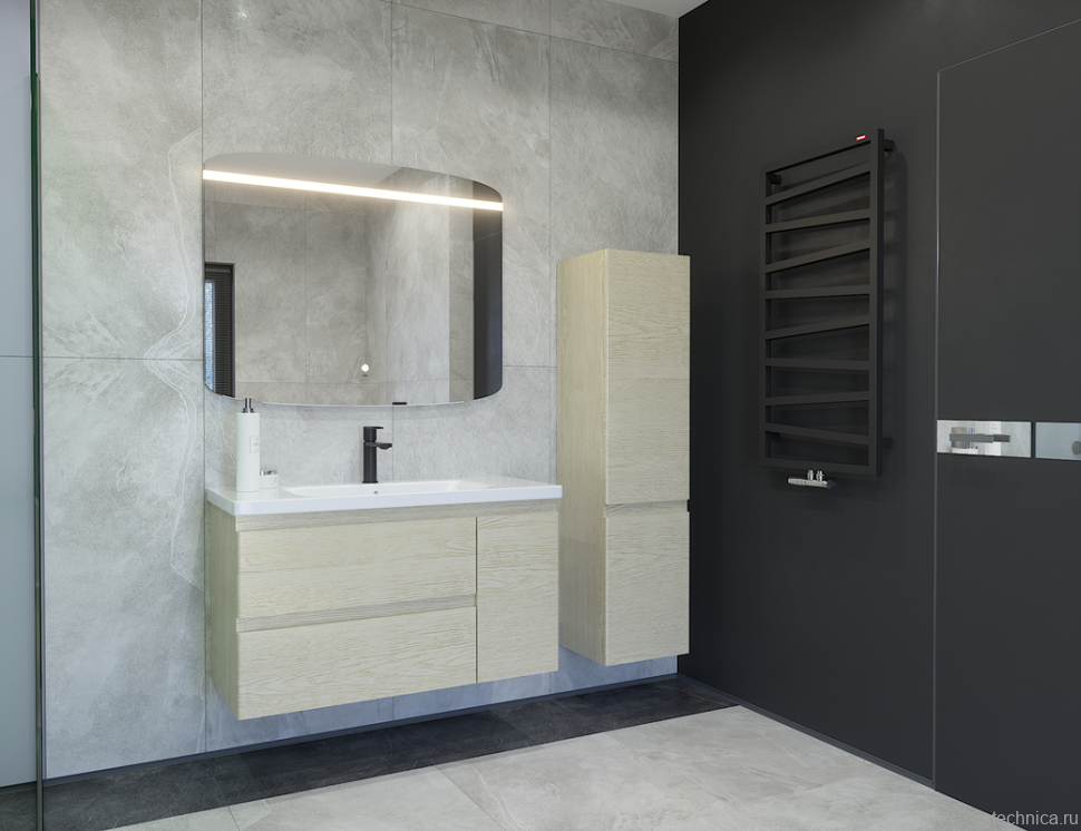 Тумба под раковину без столешницы Caprigo Forte 100 R подвесная, беленый дуб