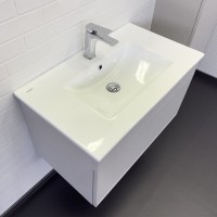 Тумба с раковиной Comforty Мадрид 80 подвесная, серый шелк