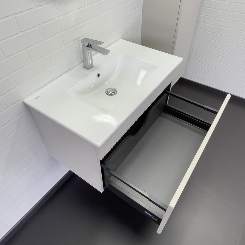 Тумба с раковиной Comforty Мадрид 80 подвесная, серый шелк