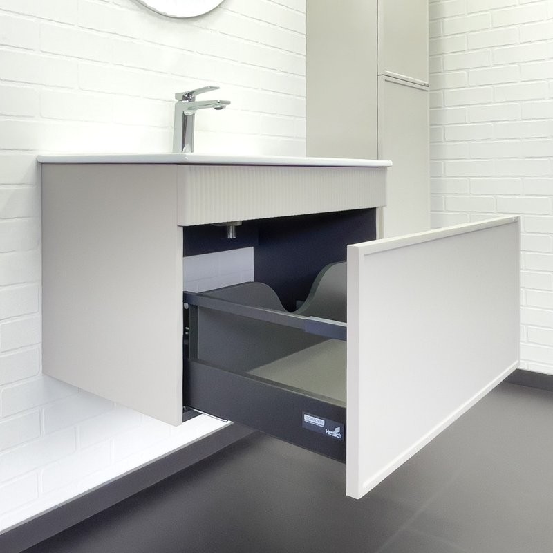 Тумба с раковиной Comforty Мадрид 80 подвесная, серый шелк